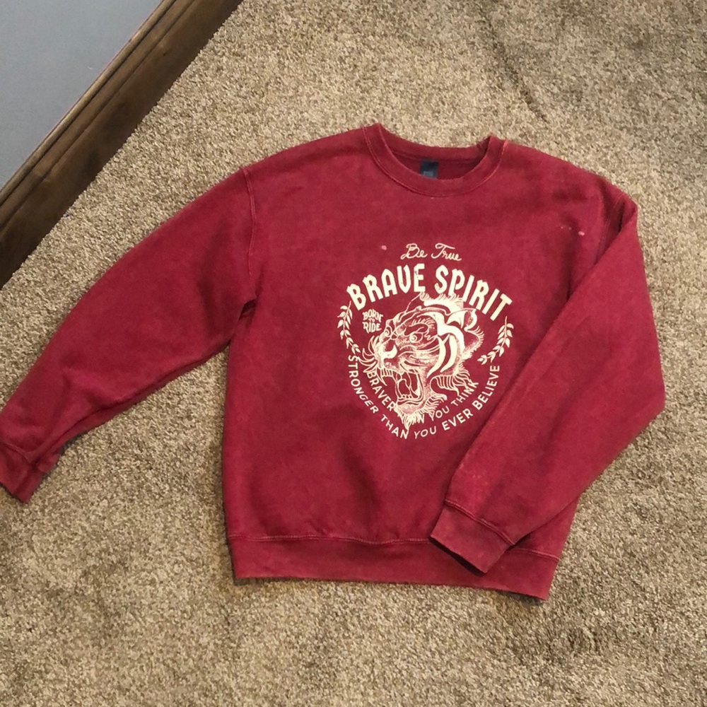 Red Pull over with bleach spots that are meant to be there!